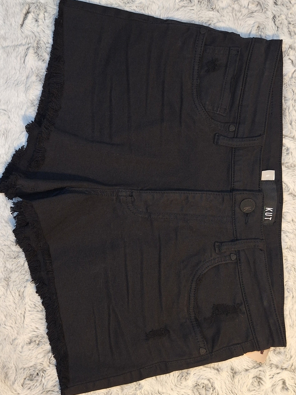 Kut from the Kloth Black Frayed Edge Denim Shorts